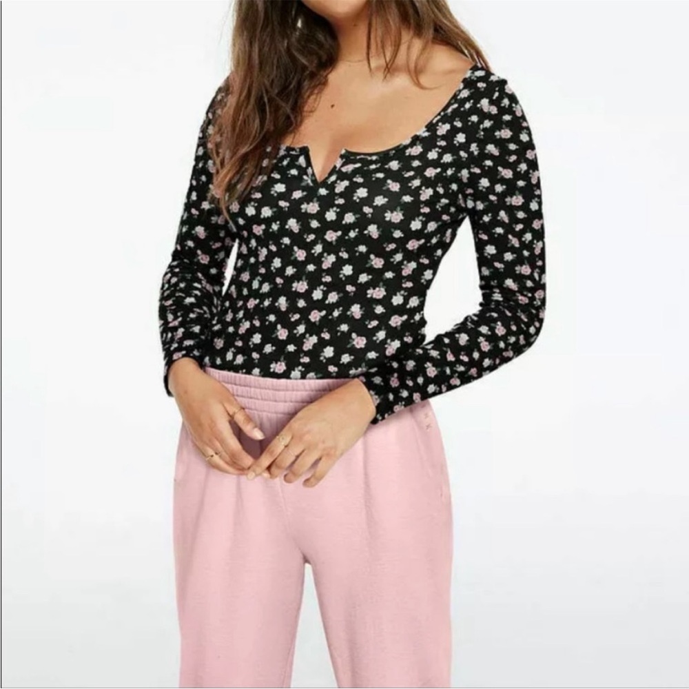 Victoria's Secret PINK Floral Print Bodysuit Size Large NWOT